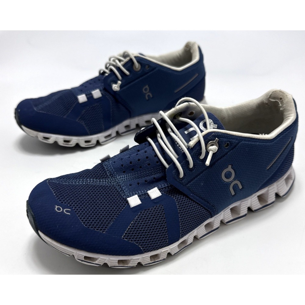 ON Cloud 5 Running Sneakers Shoes Women's Size 6.5 Blue White Lace Up Low Top